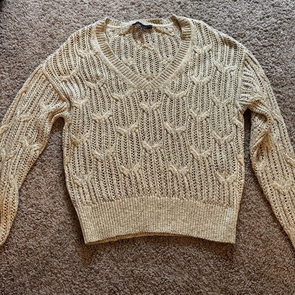 White House Black Market V-Neck Sweater - Cream